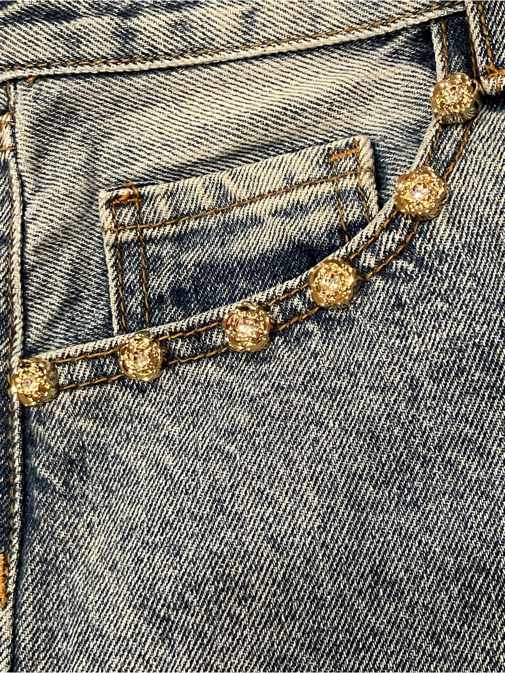 Gold Flower With Rhinestone Center Pins Set of 6